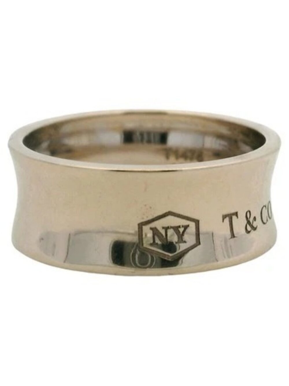 Tiffany & Co Solid 18kt White Gold 1837 Medium Concave Band Size 7 - Picture 3 of 6